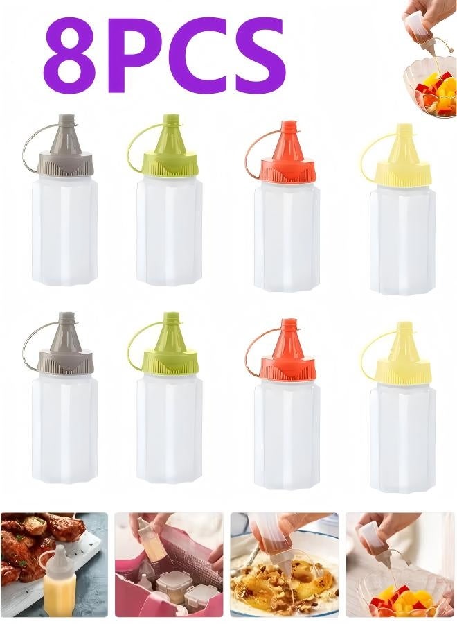 8 Pcs Mini Condiment Squeeze Bottles, 1oz Plastic Ketchup Bottles Squirt Honey Tomato Salad Dressing Container for Bento Box, Lunch, BBQ, Camping - Image 1