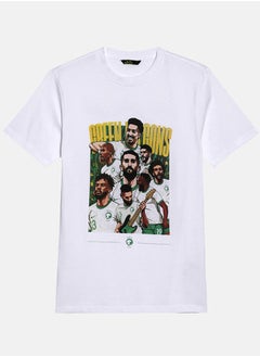 noon 100% Cotton Football World Cup White Printed T-Shirt Team Theme  - Image 1