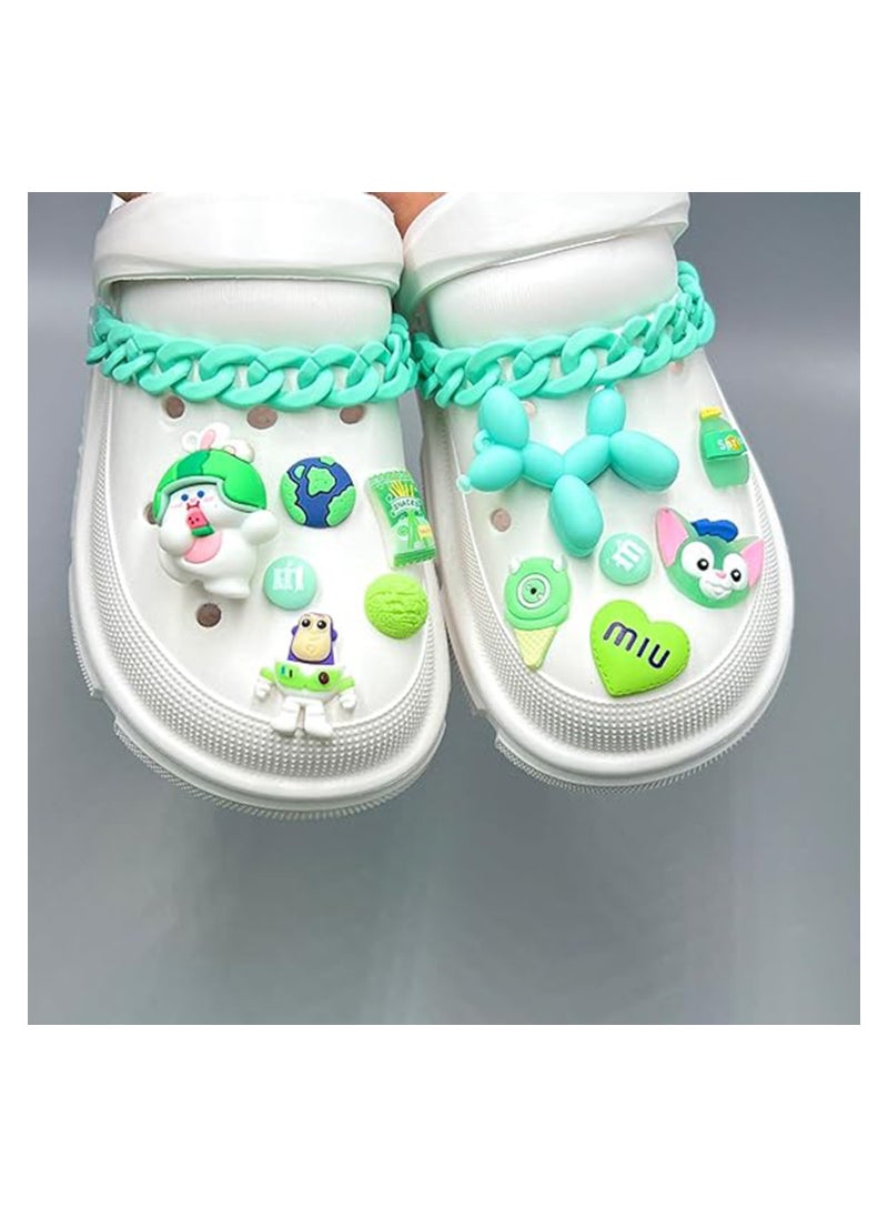 Excefore Crocs Shoe Decoration Charms, 3D Series Charms Shoes Charm for Crocs Hole Hole Shoe, for Kids Boys Girls Men Women Party Favor,  12pcs Croc Pins with 2 Chains  - Image 2