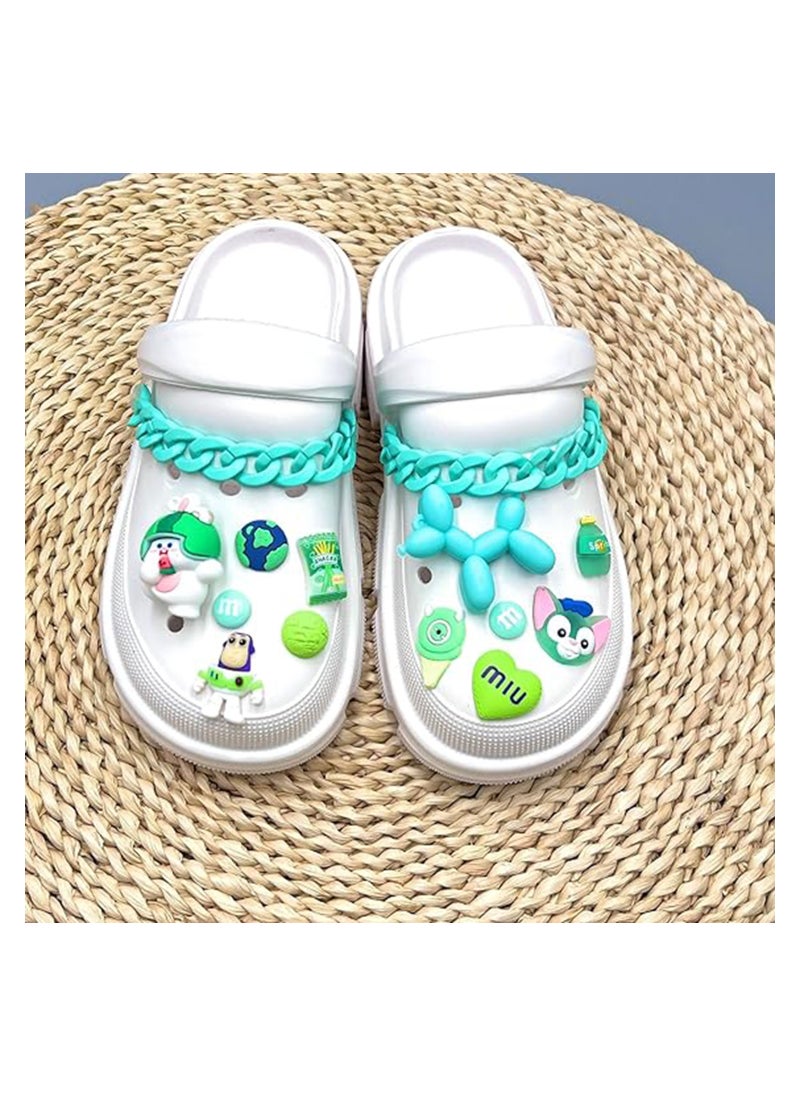 Excefore Crocs Shoe Decoration Charms, 3D Series Charms Shoes Charm for Crocs Hole Hole Shoe, for Kids Boys Girls Men Women Party Favor,  12pcs Croc Pins with 2 Chains  - Image 4