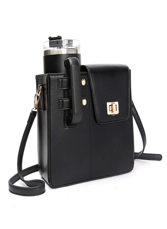 WREWING Stanley Cup Purse Crossbody Bag Outdoor Crossbody Water Cup Storage Bag Portable Water Bottle Holder for Travel (Black) - Image 1