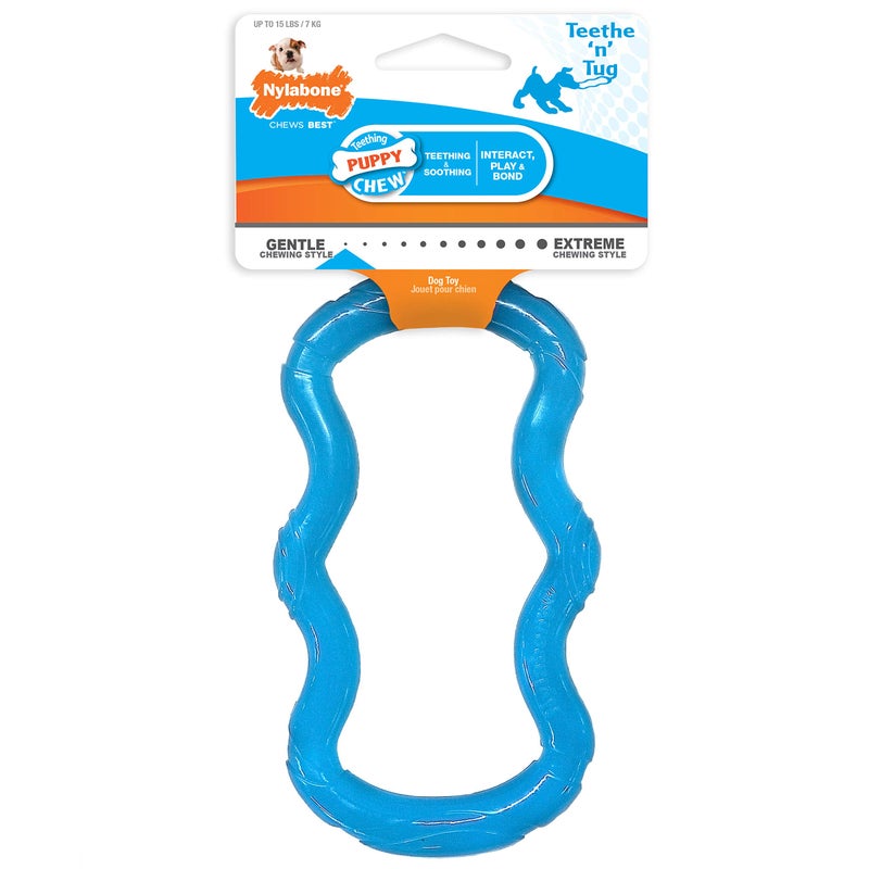 Nylabone Teethe 'N Tug Puppy Chew Toy for Dogs, Teething Play Toys for Puppies, Blue, X-Small - Up to 15 lbs, 1 Count - Image 1