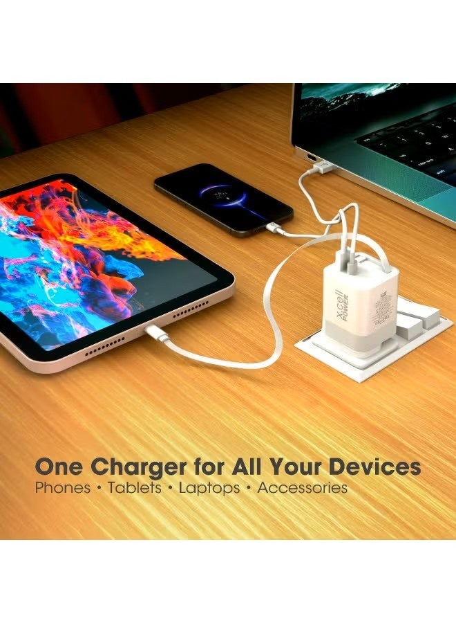 Xcell 45W GaN II USB-C Fast Charger with 65cm Retractable Cable, 3-Port Fast Charging (2 USB-C PD + USB-A QC 3.0), PPS Support, Compact Wall Charger for iPhone 16/17, Samsung & USB-C Devices - Image 5