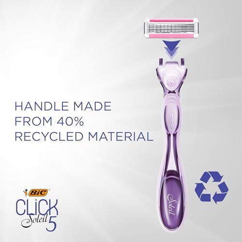 BIC Click 5 Soleil Women's Disposable Razors; 5 Blades With a Moisture Strip For a Smoother Shave; 1 Handle and 3 Cartridges; 4 Piece Razor Set - Image 4