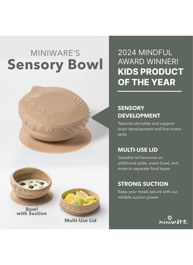 Miniware Miniware Sensory Baby Bowl - Almond Butter - Silicone Bowls for baby to Combine Mealtime with Sensory Development - 100% Food Grade Silicone Baby Bowls - BPA Free, Non-Toxic Todddler Bowls  - Image 1