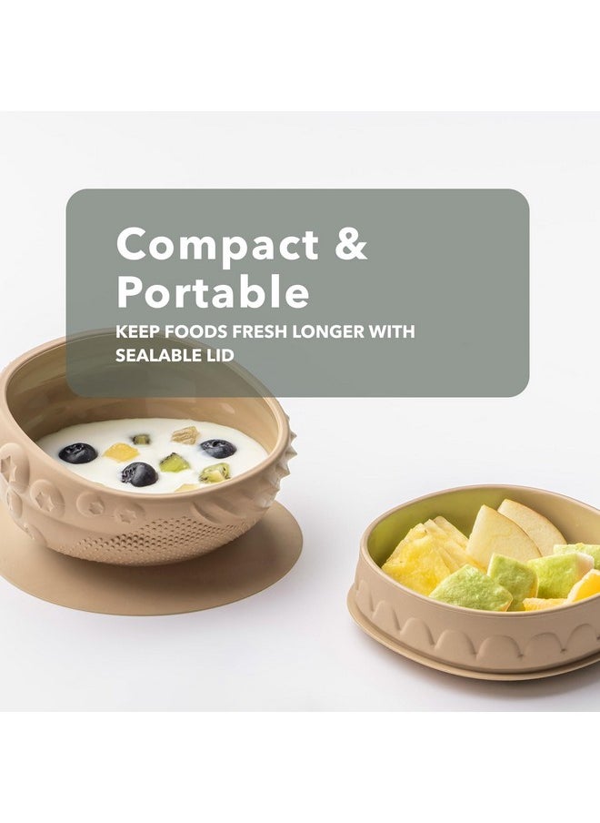 Miniware Miniware Sensory Baby Bowl - Almond Butter - Silicone Bowls for baby to Combine Mealtime with Sensory Development - 100% Food Grade Silicone Baby Bowls - BPA Free, Non-Toxic Todddler Bowls  - Image 4