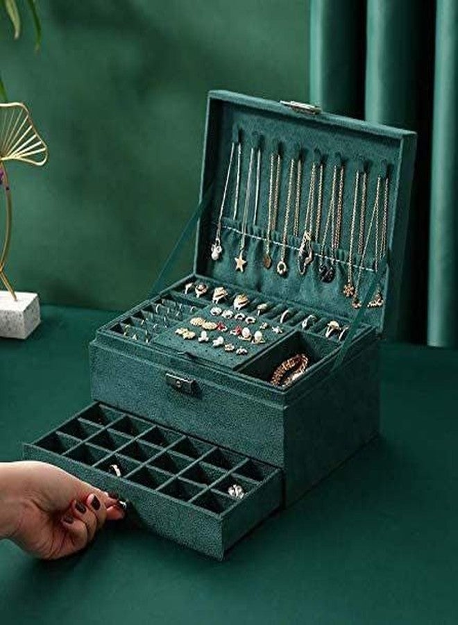 VIDORA Jewellery Organiser Jewellery Box Organiser MultiLayer Velvet Portable Storage Box Case with Dividers Container for Rings, Earrings, Necklace Home Organizer - Image 4
