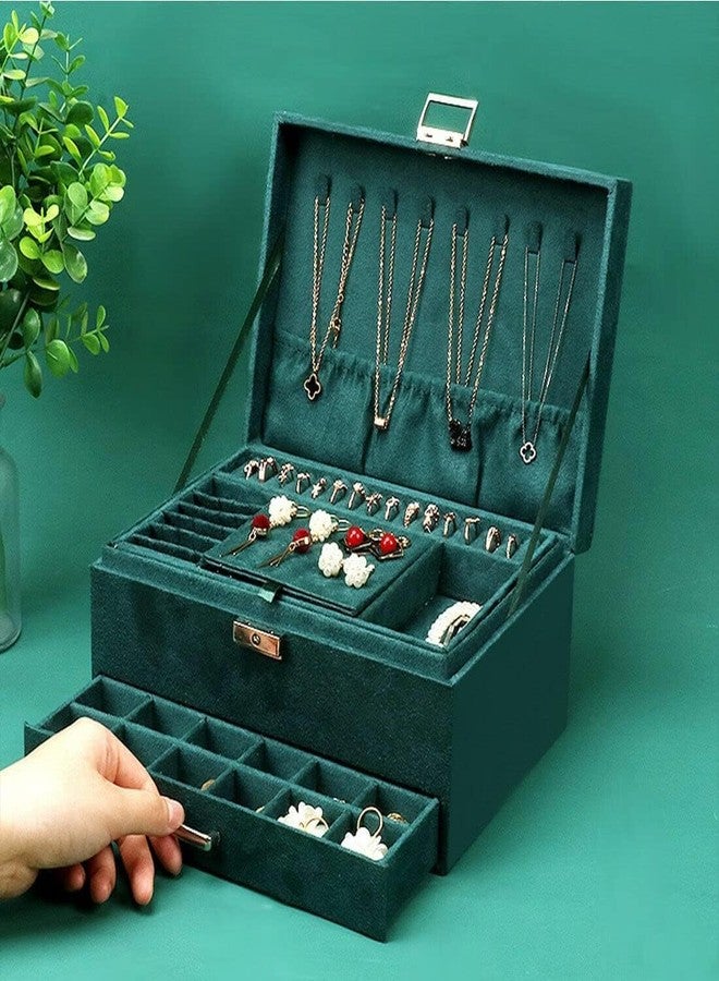 VIDORA Jewellery Organiser Jewellery Box Organiser MultiLayer Velvet Portable Storage Box Case with Dividers Container for Rings, Earrings, Necklace Home Organizer - Image 1