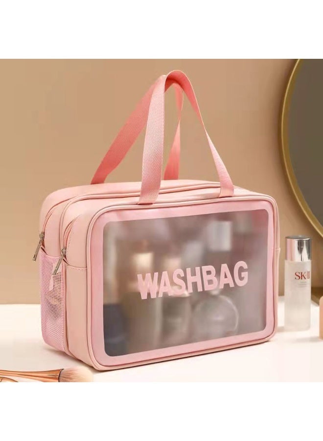 Wash Bag | Separate Wet/Dry Compartments | Clear Toiletry Organizer Pouch for Cosmetics, Shower, & Gym - Image 1