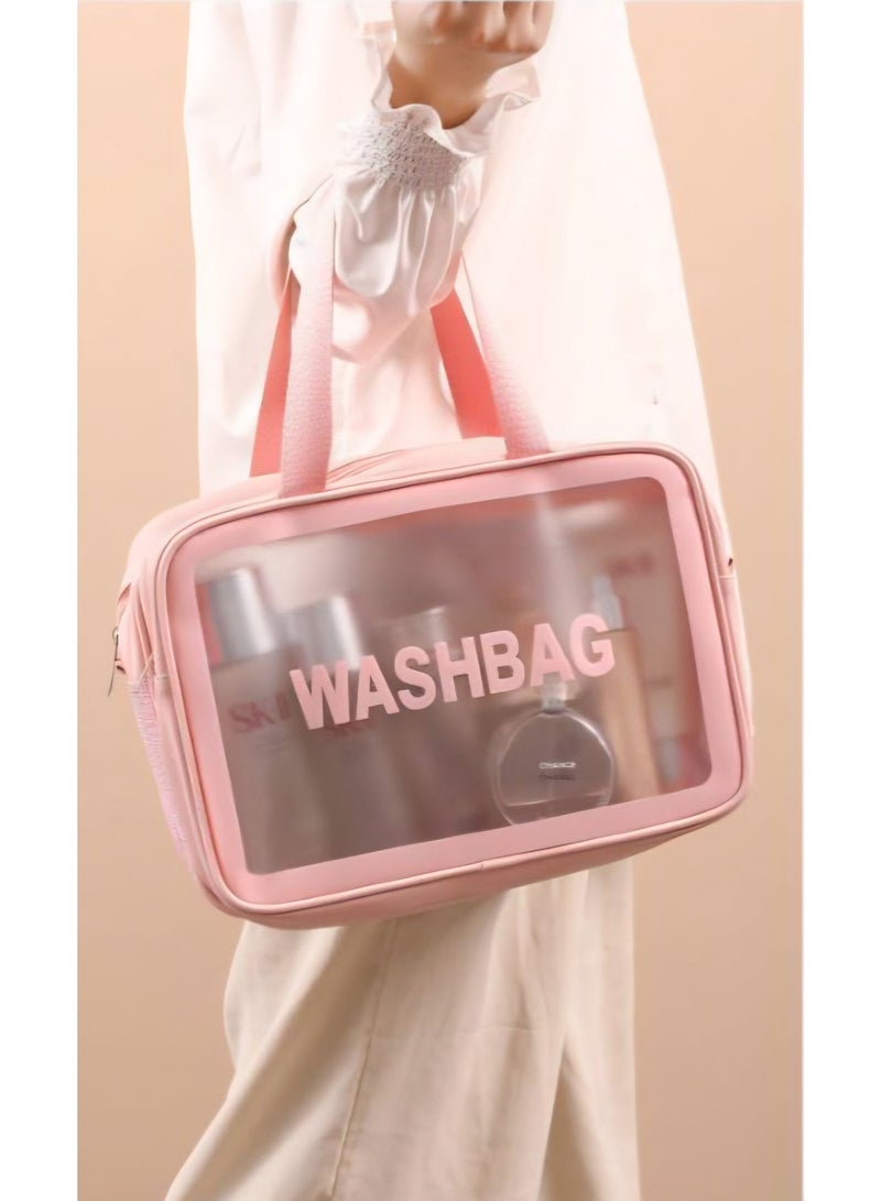 Wash Bag | Separate Wet/Dry Compartments | Clear Toiletry Organizer Pouch for Cosmetics, Shower, & Gym - Image 4