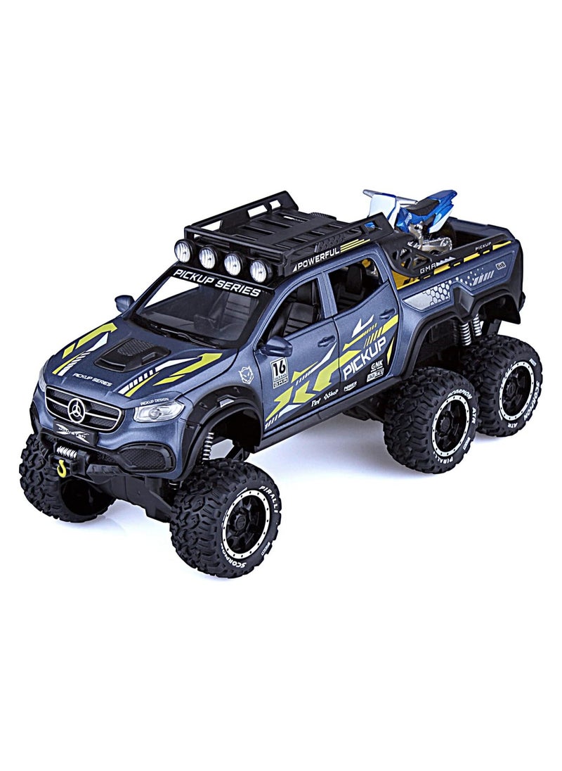 TOY GARDEN 1/24 Metal Pickup Toy Truck,car for Boys Over 3 Years Old Toys,six Wheel Alloy die Casting Pull Back car Toy (Blue)  - Image 1