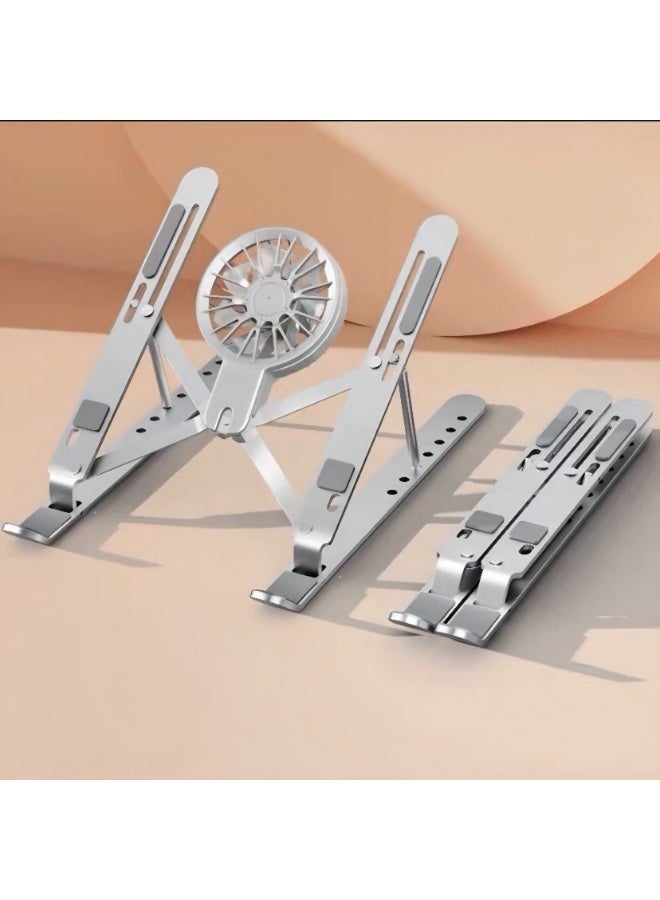 Adjustable Laptop Stand with Cooling Fan, Multi-Angle & Portable Aluminum Foldable Riser for Notebook, Tablet, Phone, and Book - Ergonomic Desk Holder - Image 1