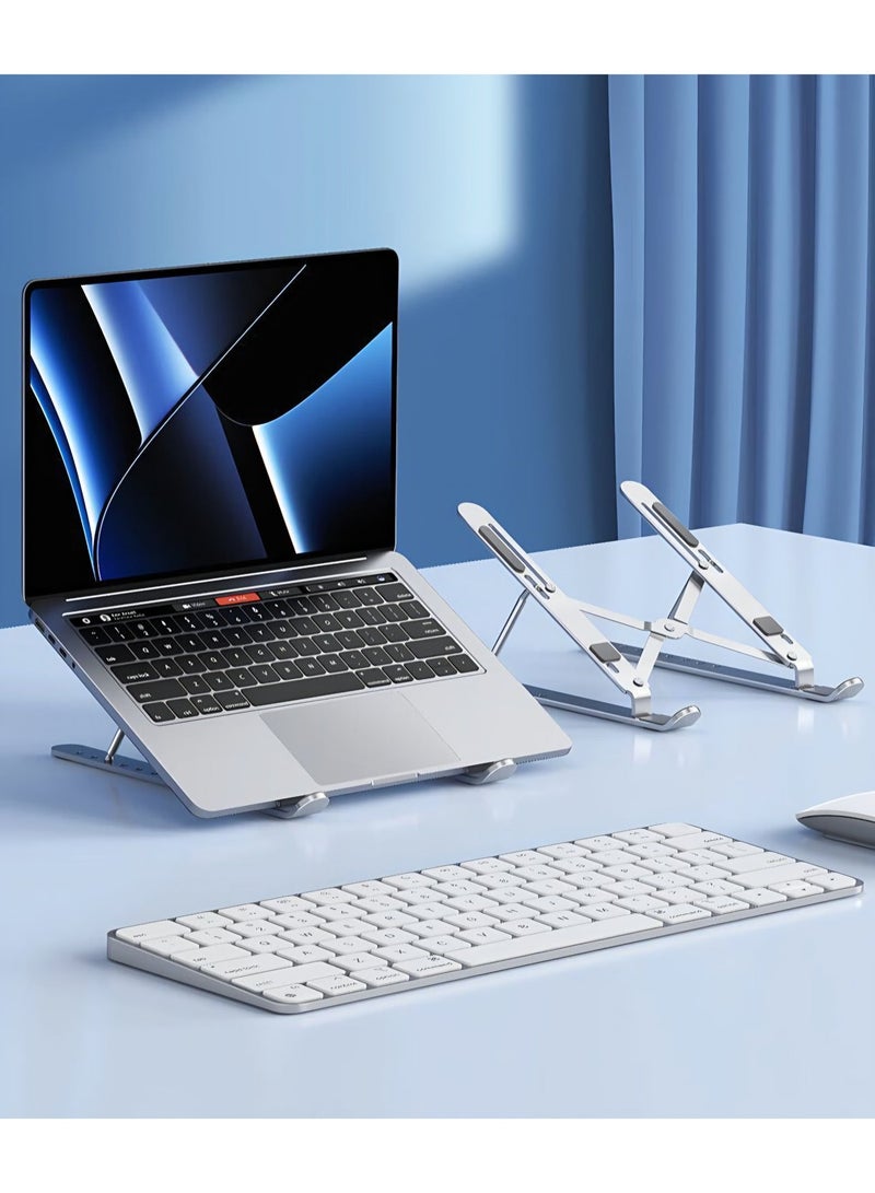 Adjustable Laptop Stand with Cooling Fan, Multi-Angle & Portable Aluminum Foldable Riser for Notebook, Tablet, Phone, and Book - Ergonomic Desk Holder - Image 3