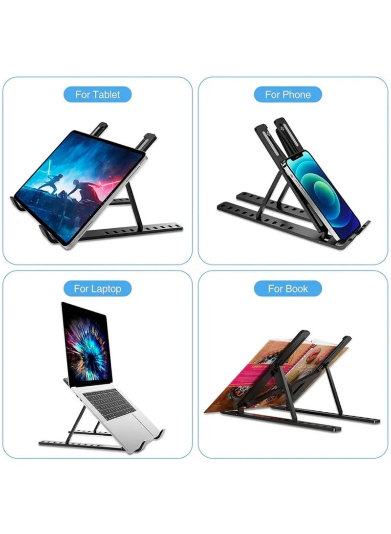 Adjustable Laptop Stand with Cooling Fan, Multi-Angle & Portable Aluminum Foldable Riser for Notebook, Tablet, Phone, and Book - Ergonomic Desk Holder - Image 5