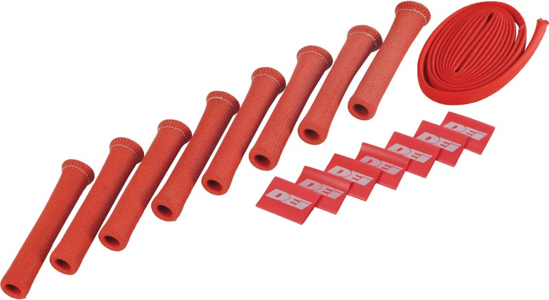 Design Engineering تصميم الهندسة 010722 مجموعة حماية الأنبوب والأسلاك الحمراء 8 أسطوانات لحماية غلاف شمعات الإشعال والأسلاك - Image 1