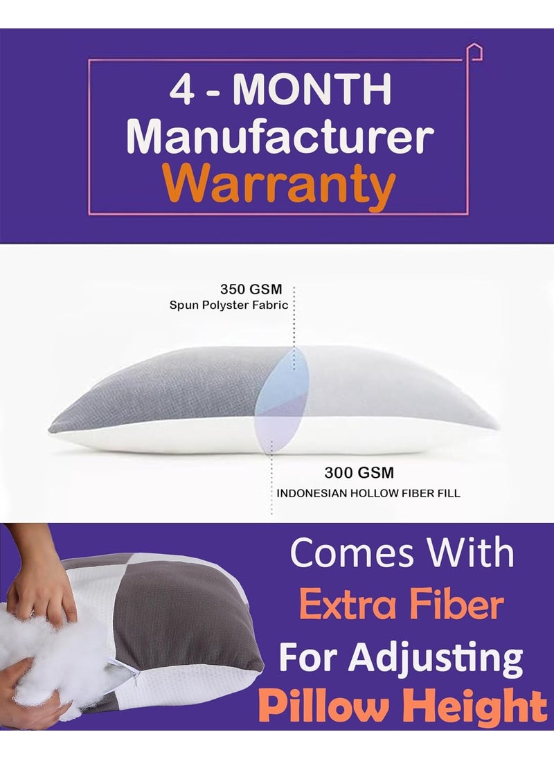VYBBA - VYBBA Microfiber Height Adjustable Hollow Fibre Sleeping Pillow with Zip Pillows Set of 4 White and Blue 27 X 17 Inches Pillows with 4 MonthWarranty - Image 1