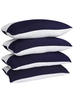 VYBBA Microfiber Height Adjustable Hollow Fibre Sleeping Pillow with Zip Pillows Set of 4 White and Blue 27 X 17 Inches Pillows with 4 MonthWarranty