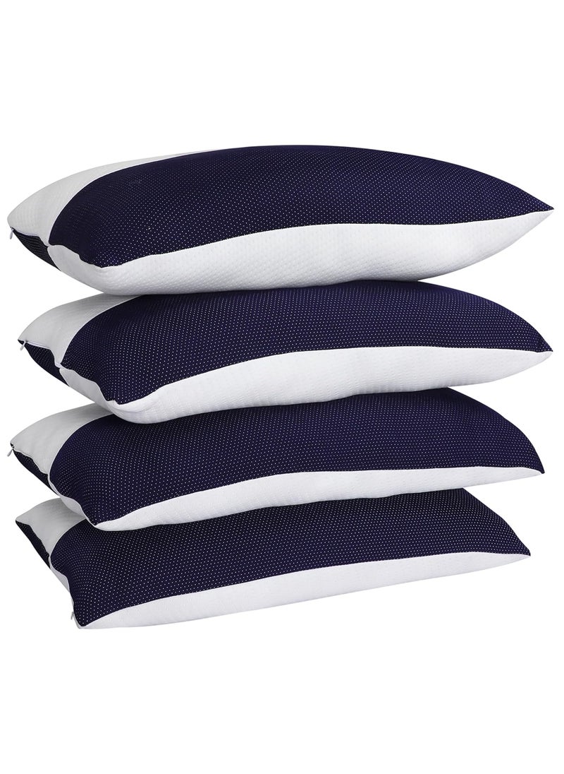 VYBBA - VYBBA Microfiber Height Adjustable Hollow Fibre Sleeping Pillow with Zip Pillows Set of 4 White and Blue 27 X 17 Inches Pillows with 4 MonthWarranty - Image 1