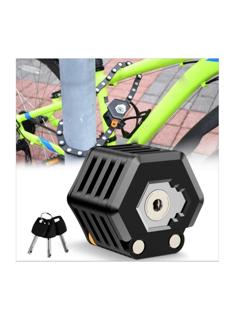 Generic Folding Bike Lock, Anti-Theft Cycling Bicycle High Security Chain Locks, Heavy Duty Alloy Steel with Mounting Bracket, 3 Keys for Mountain Bikes and Electric Scooter, Unfolds to 85cm - Image 1