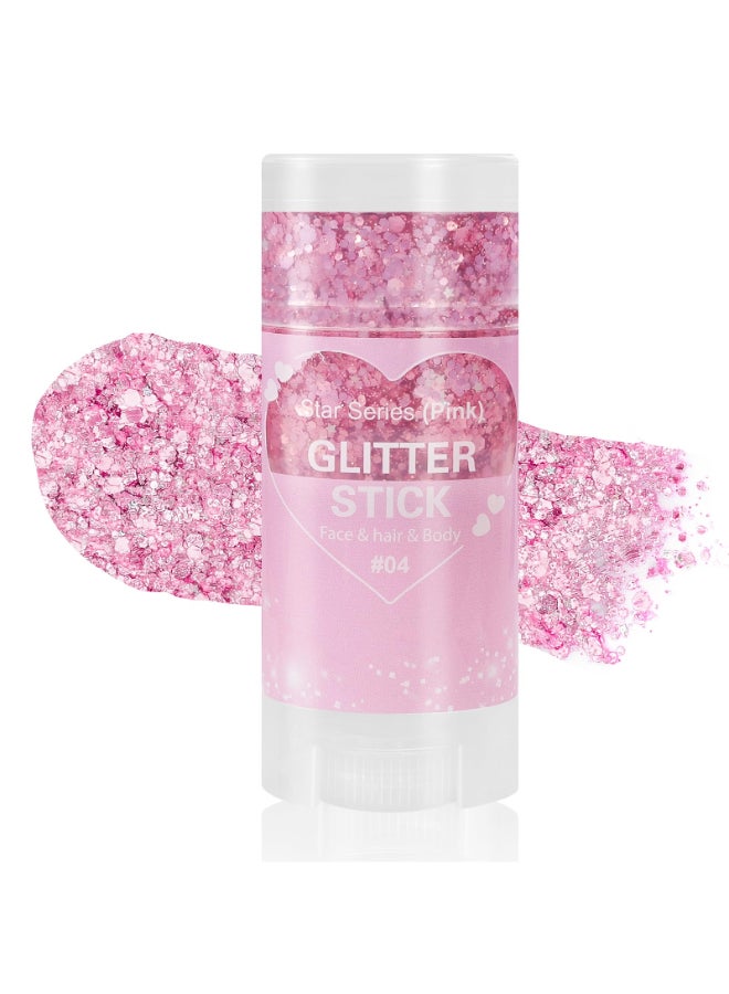 Mysense Pink Body Glitter StickFace Hair Glitter MakeupSparkling Mermaid Sequins Chunky Glitter Face PaintSinger Concert Outfit Festival Rave Accessories for Women and Kids - Image 2