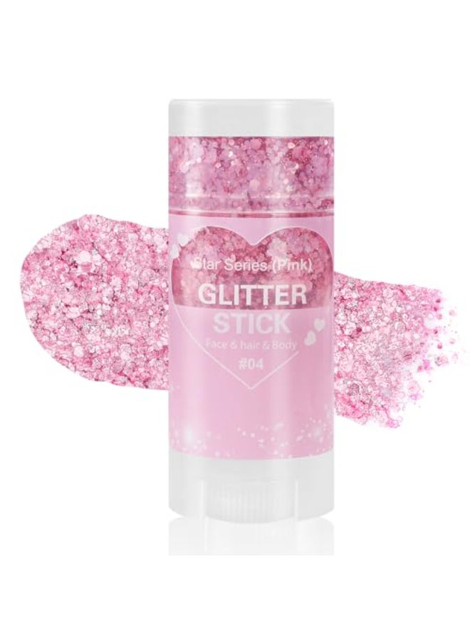 Mysense Pink Body Glitter StickFace Hair Glitter MakeupSparkling Mermaid Sequins Chunky Glitter Face PaintSinger Concert Outfit Festival Rave Accessories for Women and Kids - Image 1
