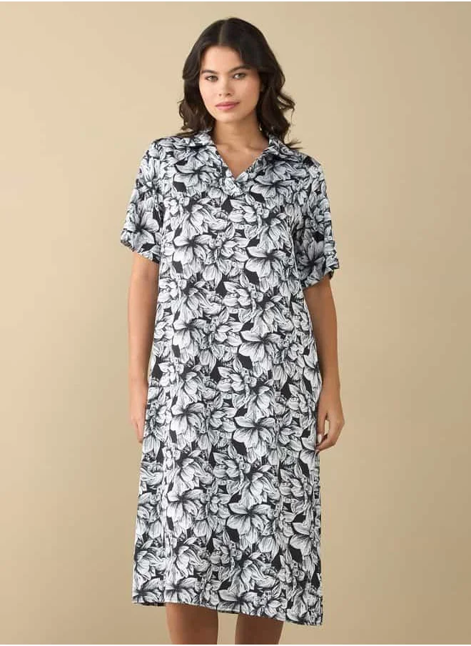 FAV All-Over Floral Print Sleepshirt with Extended Sleeves