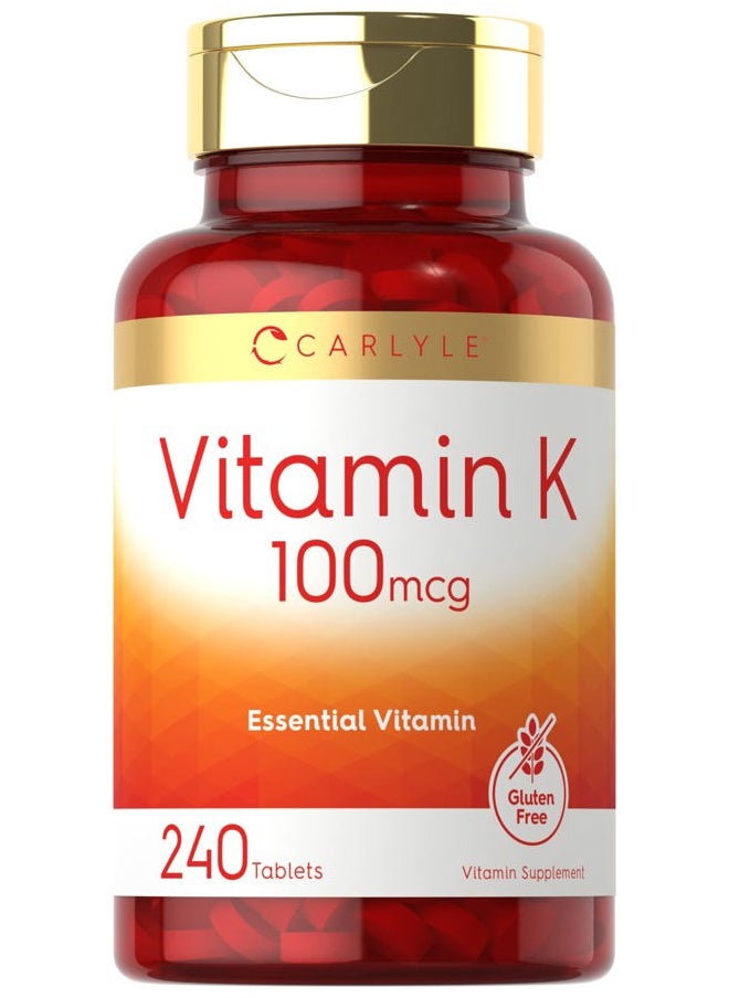 Wellements Vitamin K 100 mcg | 240 Tablets | Vegetarian, Non-GMO, Gluten Free | Vitamin K Supplement  - Image 1