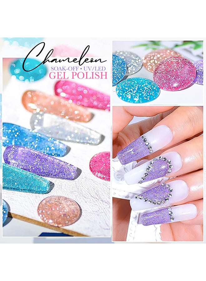 brunson 18ml Chameleon Gel Nail Polish: Glossy Shine, Long-Lasting Soak-off UV/LED Gel for Nail Art French Manicure Pedicure. Salon Quality, Chip Resistant, Trendy Sparkly Acrylic Nails. - Image 4