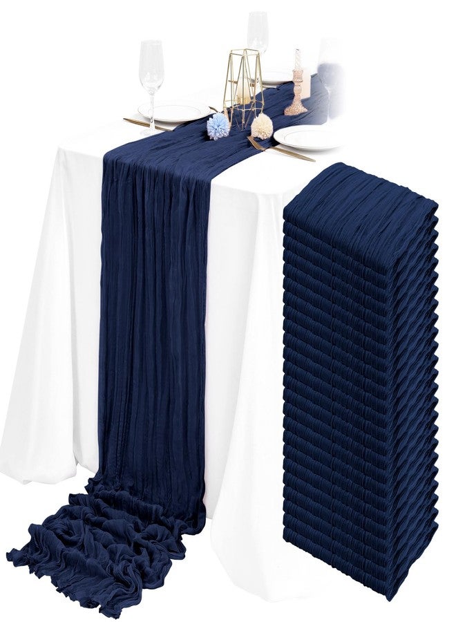 Tomeurperf 24 Packs Blue Cheesecloth Table Runner - 10Ft x 20" Gauze Boho Rustic Cheese Cloth Table Decor for Wedding Bridal Shower Birthday Party - Image 1