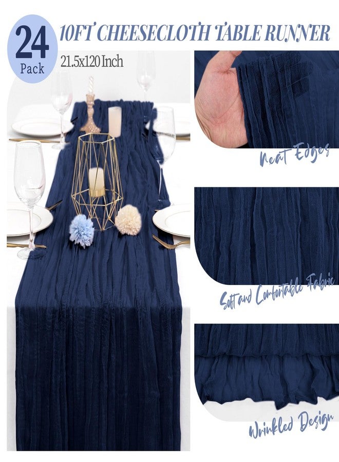 Tomeurperf 24 Packs Blue Cheesecloth Table Runner - 10Ft x 20" Gauze Boho Rustic Cheese Cloth Table Decor for Wedding Bridal Shower Birthday Party - Image 2