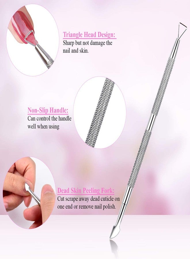 MORGLES Nail Polish Remover Clips, Gel Polish Remover Kit with 10 Pcs Nail Clips, 300 Pcs Cotton Pads, 100/180 File, Glass Shiner, Cuticle Pusher and Brush-Pink - Image 5