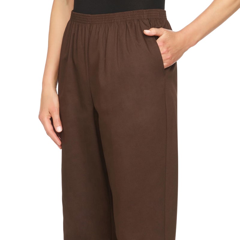 Alfred Dunner Womens Plus-Size Soft Twill Mid-Rise Regular Fit Straight Leg Short Length Casual Pants, Chocolate - Image 2