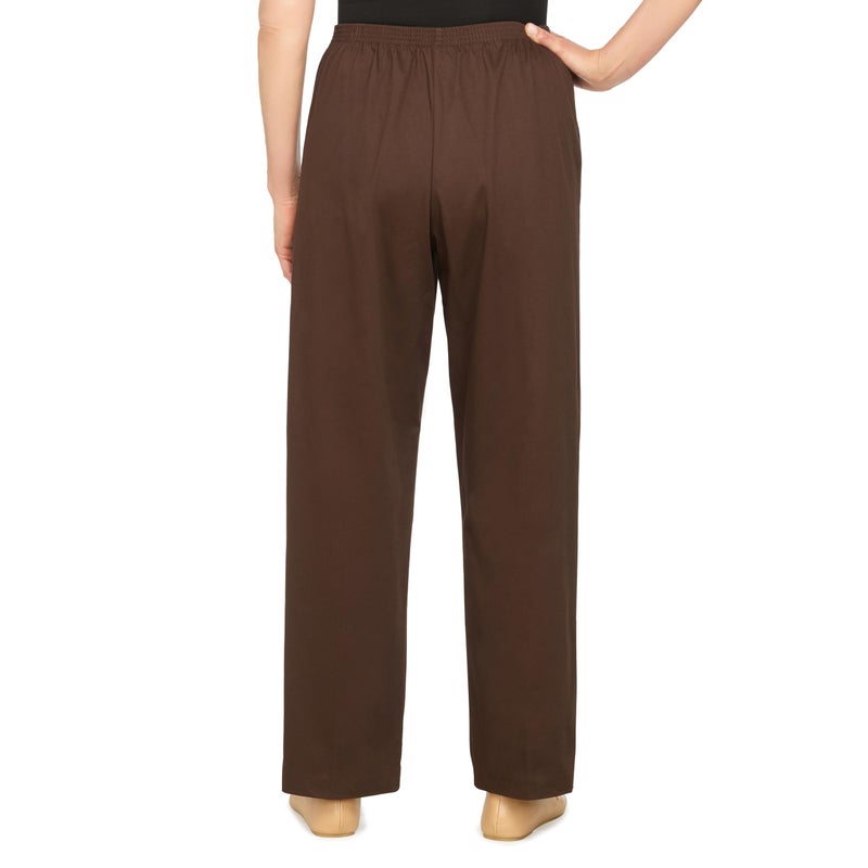 Alfred Dunner Womens Plus-Size Soft Twill Mid-Rise Regular Fit Straight Leg Short Length Casual Pants, Chocolate - Image 3