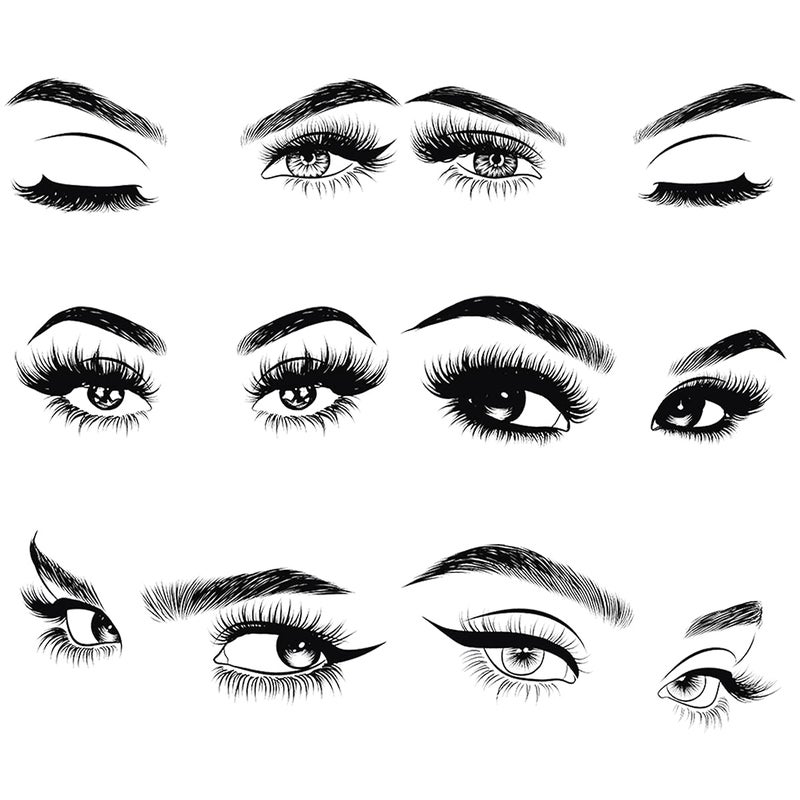 WOYINIS 6 Pieces Black Woman Beauty Eyes Wall Decal DIY Eyelash Eyebrow Wall Stickers Living Room Girls Bedroom Office Beauty Salon Wall Decor - Image 2
