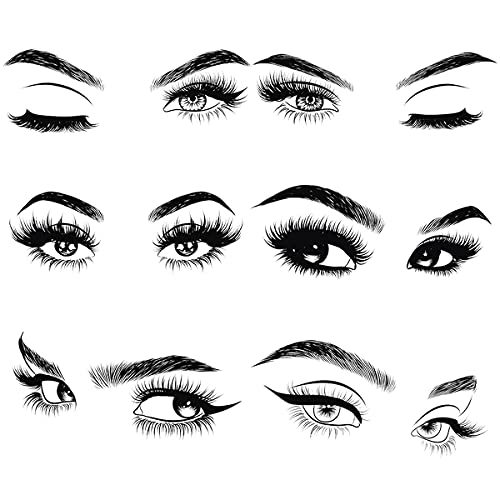 WOYINIS 6 Pieces Black Woman Beauty Eyes Wall Decal DIY Eyelash Eyebrow Wall Stickers Living Room Girls Bedroom Office Beauty Salon Wall Decor - Image 1