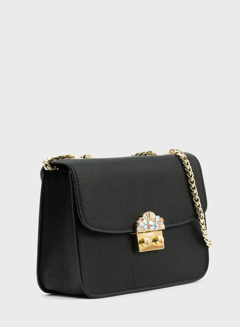 Vincci Flap Over Chain Detail Crossbody
