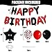 Paeyeq Black Red Happy Birthday Balloons Banner 16Inch Foil Happy Birthday Letter Balloons Happy Birthday Banner Balloons with Red Confetti Balloons Star Foil Balloons for Birthday Party Decorations - Image 2