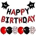 Paeyeq Black Red Happy Birthday Balloons Banner 16Inch Foil Happy Birthday Letter Balloons Happy Birthday Banner Balloons with Red Confetti Balloons Star Foil Balloons for Birthday Party Decorations - Image 4
