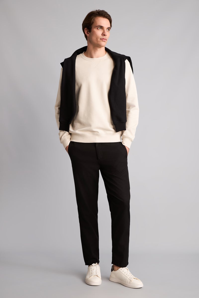 DeFacto Black Man Regular Fit Elastic Waist Straight Leg Trousers Casual - Image 1