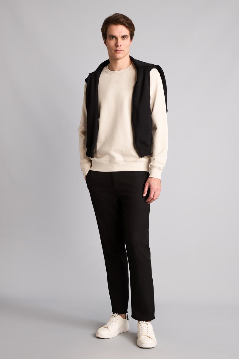 DeFacto Black Man Regular Fit Elastic Waist Straight Leg Trousers Casual - Image 2
