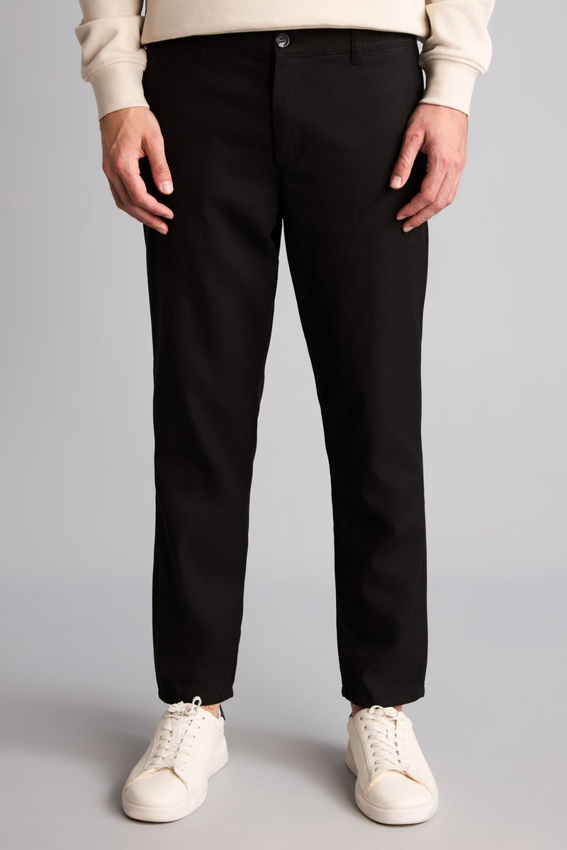 DeFacto Black Man Regular Fit Elastic Waist Straight Leg Trousers Casual - Image 3
