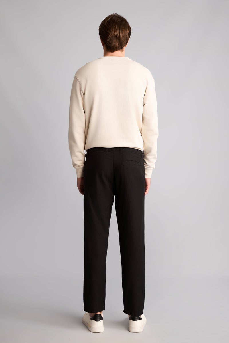 DeFacto Black Man Regular Fit Elastic Waist Straight Leg Trousers Casual - Image 5