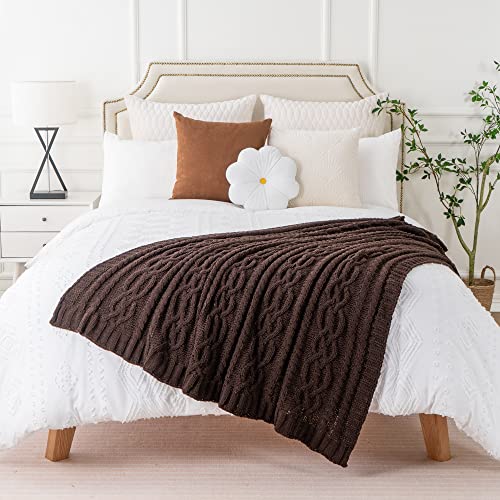 Battilo Dark Brown Throw Blanket for Couch, 51"x67" Soft Chenille Knit Throw Blanket for Home Decor, Soft Cozy Blanket, Decorative Chocolate Brown Blanket for Bed, Living Room - Image 5