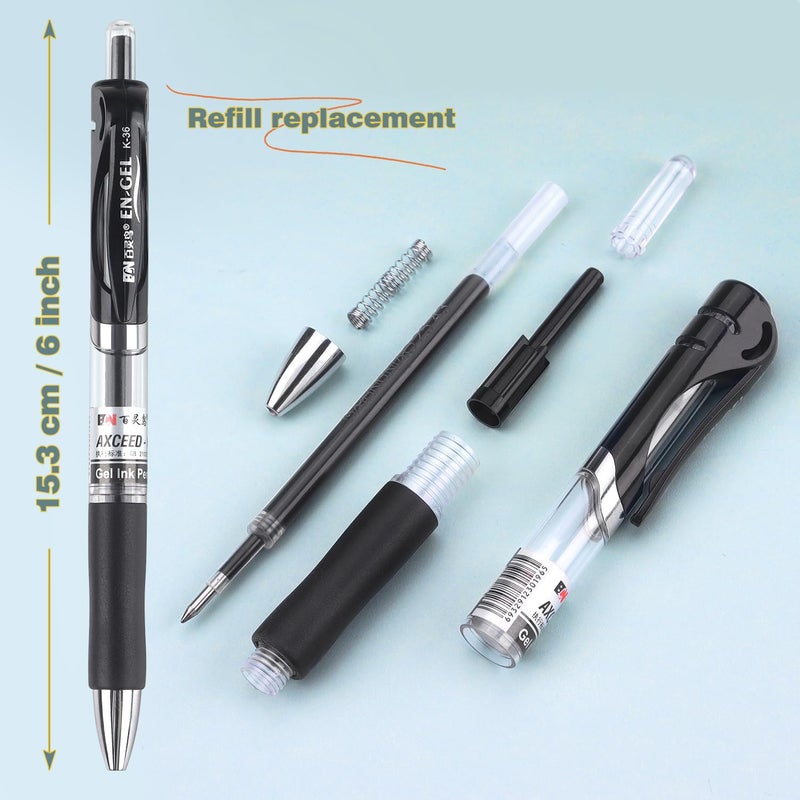 Bribobo Gel Pens Fine Point Smooth Writing Pens, Retractable Black Ink Pens for School Office Supplie, 0.5mm, 12 Pack - Image 2