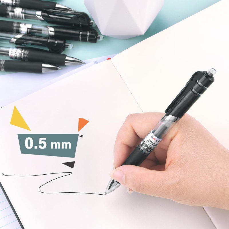 Bribobo Gel Pens Fine Point Smooth Writing Pens, Retractable Black Ink Pens for School Office Supplie, 0.5mm, 12 Pack - Image 5