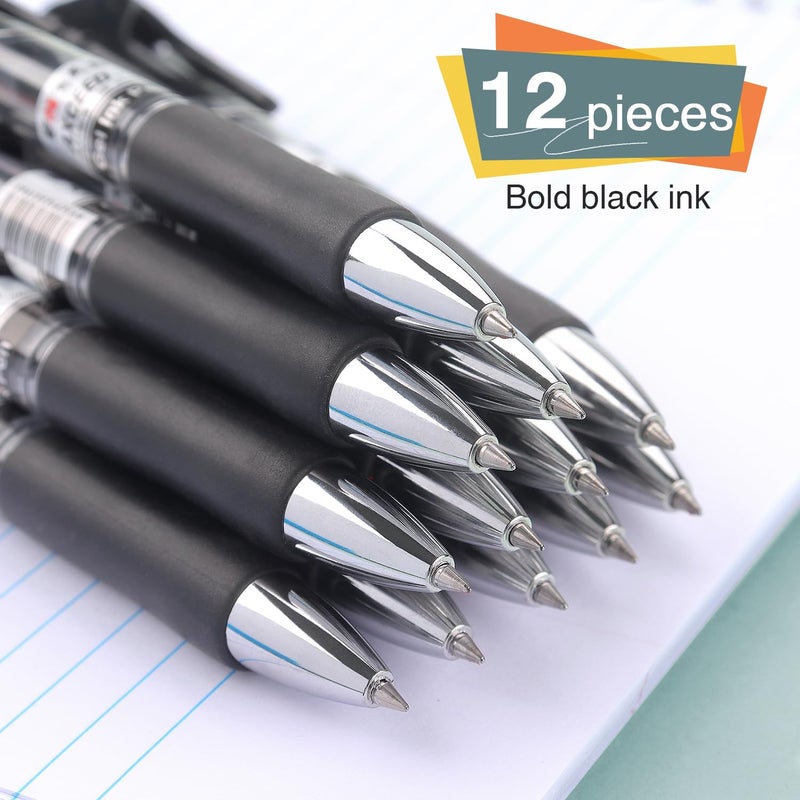 Bribobo Gel Pens Fine Point Smooth Writing Pens, Retractable Black Ink Pens for School Office Supplie, 0.5mm, 12 Pack - Image 4