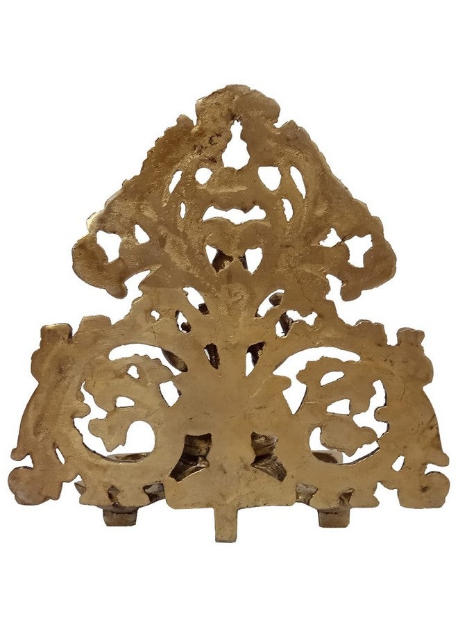 Purpledip Brass Idol Lakshmi With 6 Diyas Deepak (Kuthu Vilakku): Royal Design Welcome Decoration Oil Lamp Statue (12506A)  - Image 4
