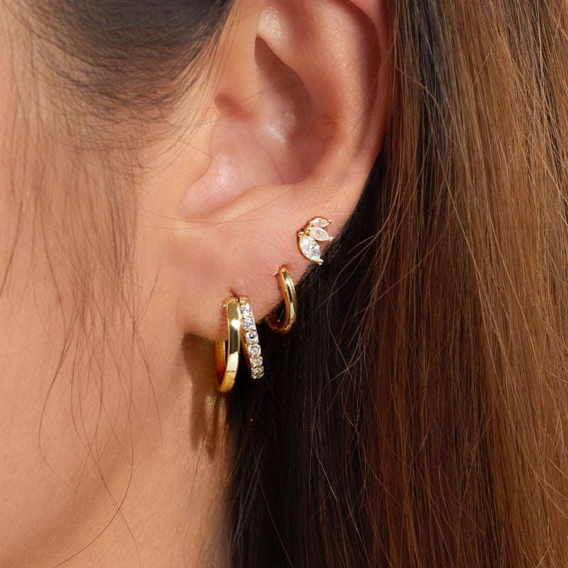 14k gold-plated zircon stone minimalist and personalized fashion ladies' ear accessory set - Image 3