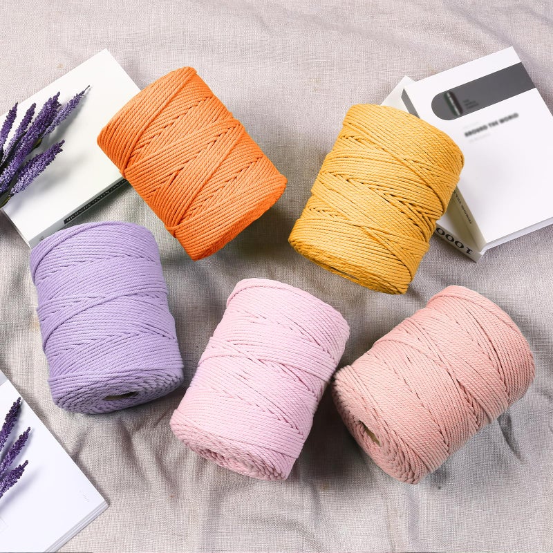 Aelfon Macrame Cord 4mm x 328yards, Soft Colored Macrame Rope, Natural Cotton Cord for Plant Hangers, Wall Hanger, Decorative Projects - Image 3