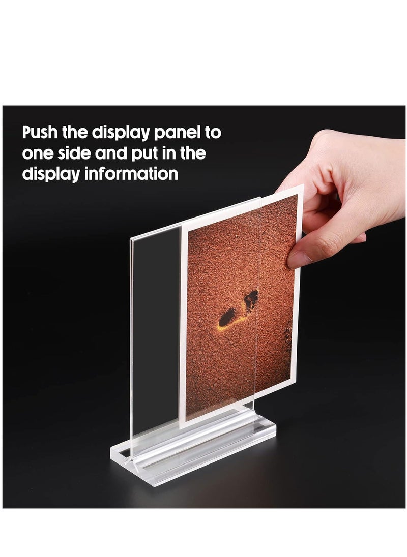 Acrylic Sign Holder A6 10 Packs Double Sided Acrylic Clear T Shape Table Top Display Stand Portrait Style Menu Ad Frame Clear Picture Frame for Restaurants Store Promotions Photo Frames Office